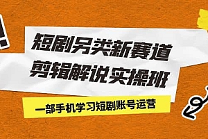 短剧另类新赛道剪辑解说实操班:一部手机学习短剧账号运营(29节 价值500)