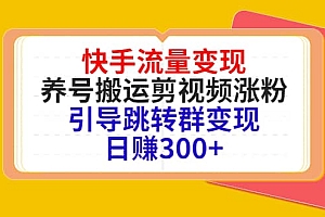 快手流量变现,养号搬运剪视频涨粉,引导跳转群变现日赚300+