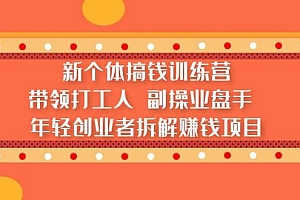 新个体搞钱训练营:带领打工人 副操业盘手 年轻创业者拆解赚钱项目