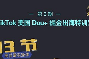 TikTok美国Dou+掘金出海特训营,美国dou+成功投放95%