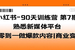 小红书-90天训练营-第7期,熟悉新媒体平台|从零到一做爆款内容|商业变现