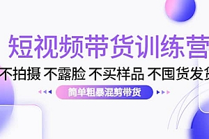 短视频带货训练营:不拍摄 不露脸 不买样品 不囤货发货 简单粗暴混剪带货