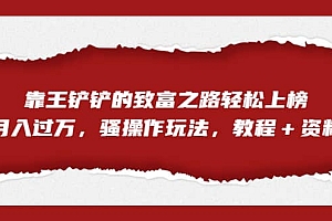 全网首发,靠王铲铲的致富之路轻松上榜,月入过万,骚操作玩法,教程+资料