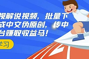 国外影视解说视频,批量下载翻译成中文伪原创,传中视频平台赚取收益