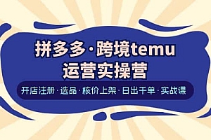 拼多多·跨境temu运营实操营:开店注册·选品·核价上架·日出千单·实战课