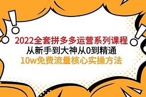 2022全套拼多多运营课程,从新手到大神从0到精通,10w免费流量核心实操方法