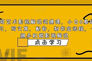 影视解说实战课,小白0基础 写文案 配音 制作全流程 一部手机做影视解说