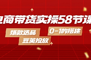 电商带货实操58节课,爆款选品,豆荚投放,0-1的搭建