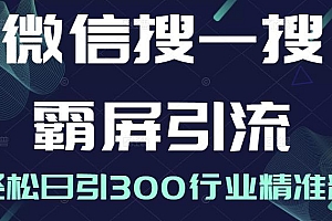 微信搜一搜霸屏引流课,打造被动精准引流系统,轻松日引300行业精准粉【无水印】