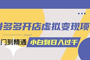 拼多多开店虚拟变现项目:入门到精通 从小白到日入1000(完整版)4月10更新
