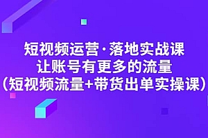 短视频运营·落地实战课 让账号有更多的流量(短视频流量+带货出单实操)