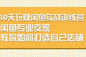 30天玩赚闲鱼实战训练营,闲鱼专业卖家教你如何打造自己店铺