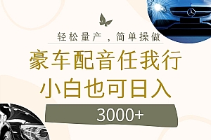 不为人知的暴力小项目,豪车配音,日入3000+