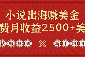 小说出海赚美金,稿费月收益2500+美金,仅需chatgpt粘贴复制,新手也能玩转