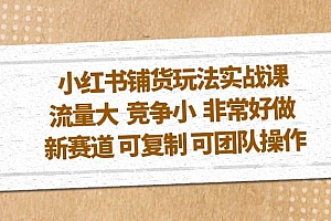 小红书铺货玩法实战课,流量大 竞争小 非常好做 新赛道 可复制 可团队操作