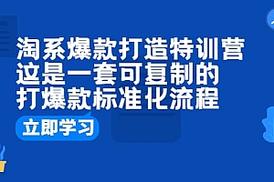 淘系爆款打造特训营:这是一套可复制的打爆款标准化流程