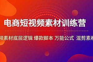 电商短视频素材训练营:短视频素材底层逻辑 爆款脚本 万能公式 混剪素材等