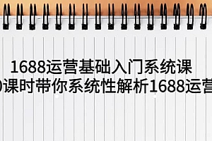 1688运营基础入门系统课,20课时带你系统性解析1688运营