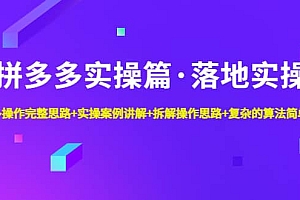 拼多多实操篇·落地实操 完整思路+实操案例+拆解操作思路+复杂的算法简单化