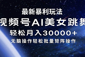 最新暴利玩法视频号AI美女,简单矩阵轻松月入30000+