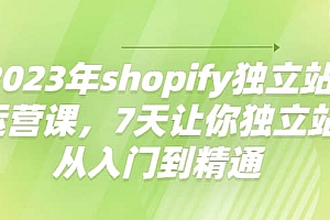 2023年shopify独立站运营课,7天让你独立站从入门到精通