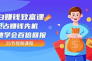 【全网最火】小白赚钱致富课:抢占赚钱先机快速学会百倍回报(25节视频)