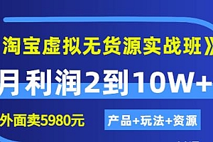 《淘宝虚拟无货源实战班》线上第四期:月利润2到10W+(产品+玩法+资源)