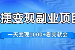 快捷变现的副业项目,一天变现1000+,各平台最火赛道,看完就会