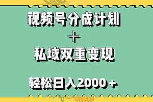 视频号分成计划+私域双重变现,轻松日入1000+,无任何门槛,小白轻松上手