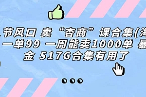 一单利润99 一周能出1000单,卖杏商课程合集(海王秘籍),暴力掘金