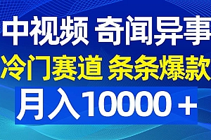 中视频奇闻异事,冷门赛道条条爆款,月入10000+