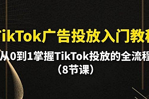 TikTok广告投放入门教程,从0到1掌握TikTok投放的全流程(8节课)