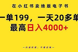在小红书卖绝版电子书,一单199 一天最多搞20多单,最高日入4000+教程+资料