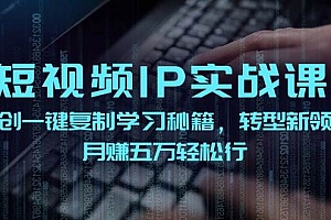 短视频 IP实战课,独创一键复制学习秘籍,转战新领域,月赚五万轻松行