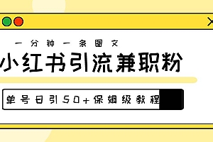 爆粉秘籍!30s一个作品,小红书图文引流高质量兼职粉,单号日引50+