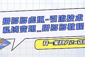 拼多多虚拟-引流技术与私域变现_拼多多教程:开一家月入2w店铺