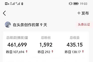 AI自动创作头条爆文最新玩法 1W播放100收益 复制粘贴月入5000+小白首选项目