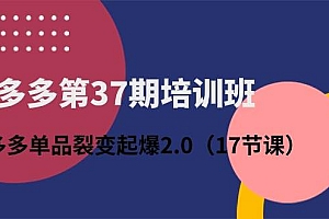拼多多第37期培训班:拼多多单品裂变起爆2.0(17节课)