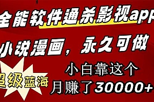 全能软件通杀影视app小说漫画,超级蓝海,小白靠这个月赚了30000+永久可玩